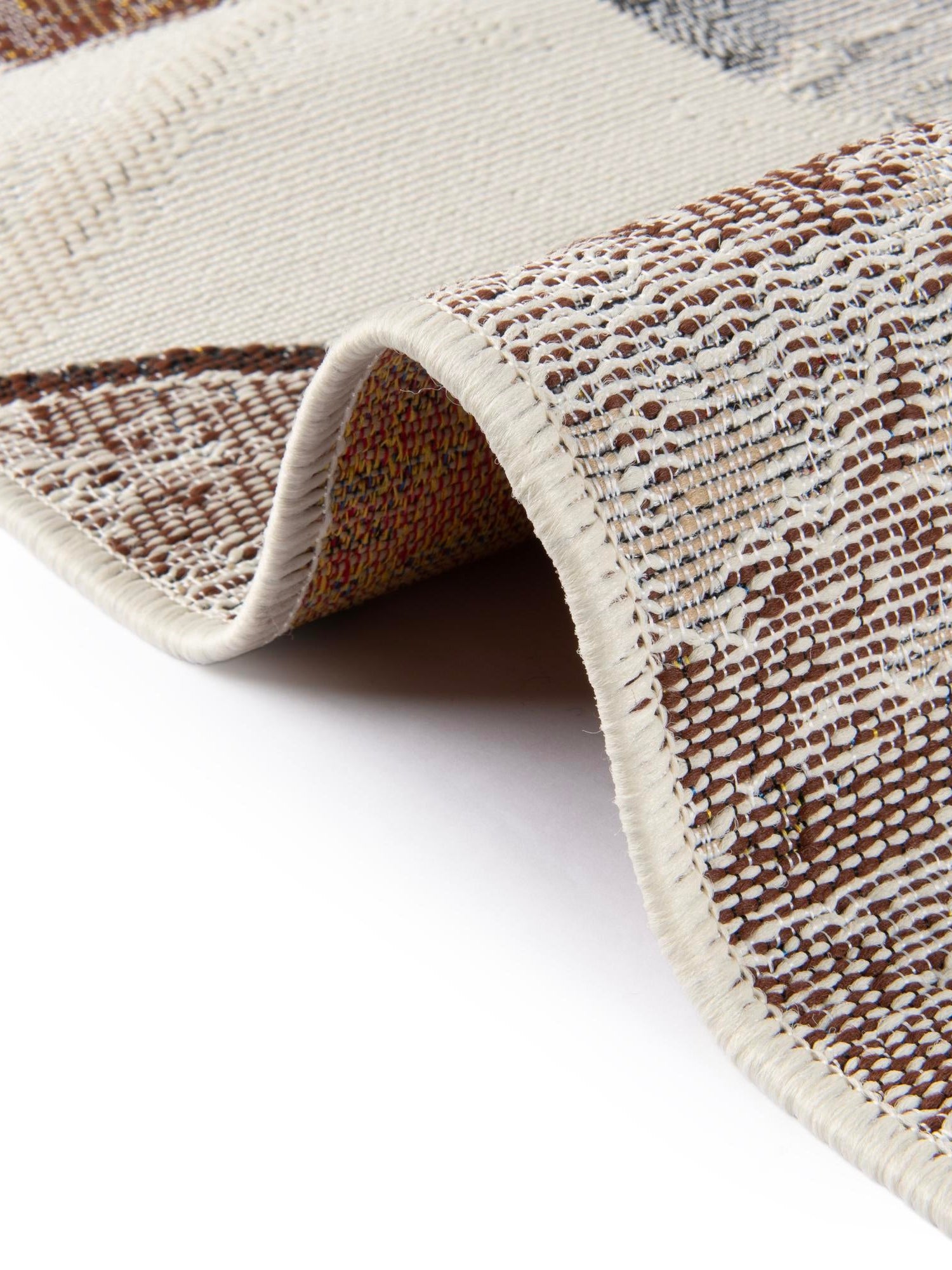 Brown and White 4' 1 x 6' 1 Outdoor Modern Rectangle Area Rug Weather Resistant for Patio, Deck, Terrace, Balcony, Porch 100% Polypropylene Modern Outside Carpet for Sale at Rug Engine