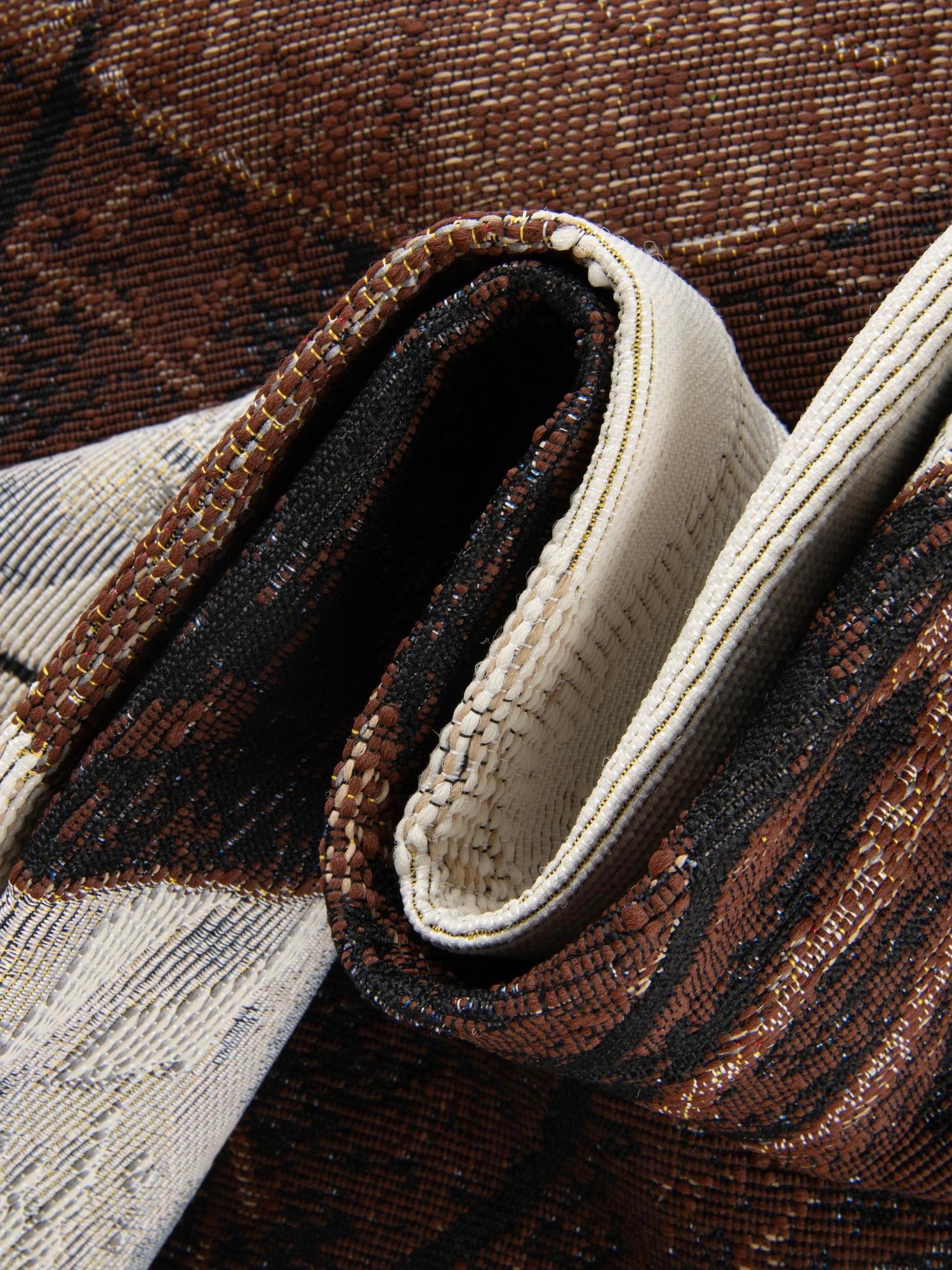 Brown and White 2' x 8' Outdoor Modern Runner Area Rug Weather Resistant for Patio, Deck, Terrace, Balcony, Porch 100% Polypropylene Modern Outside Carpet for Sale at Rug Engine