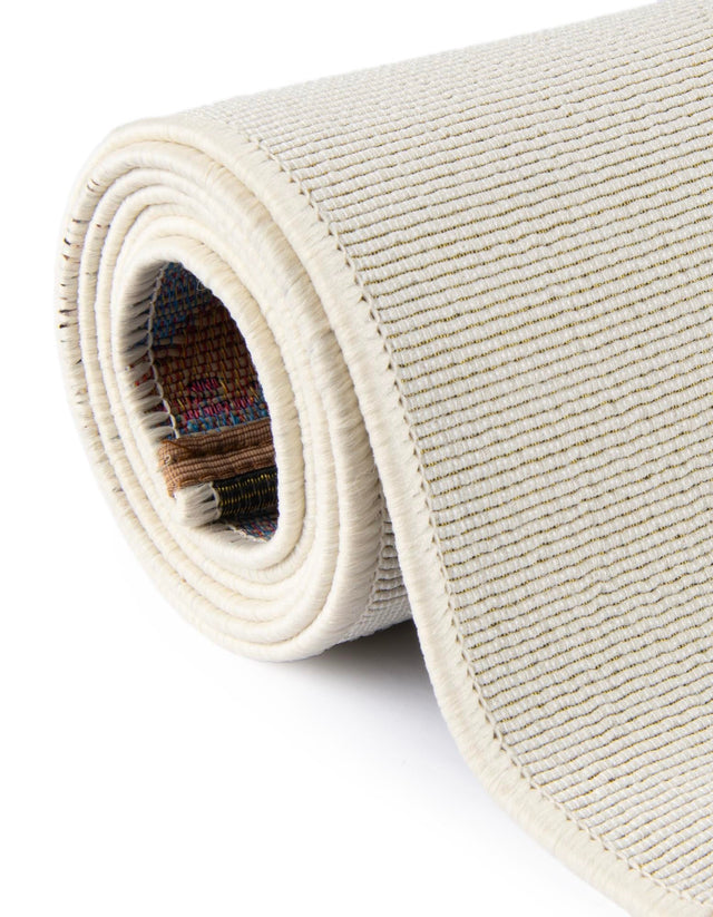 Brown and White 3' x 10' Outdoor Modern Runner Rug