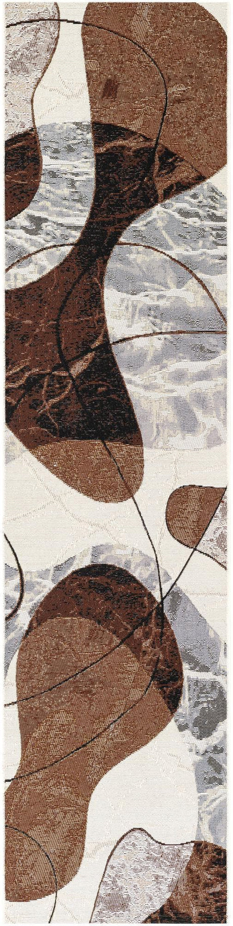 Brown and White 2' x 8' Outdoor Modern Runner Rug