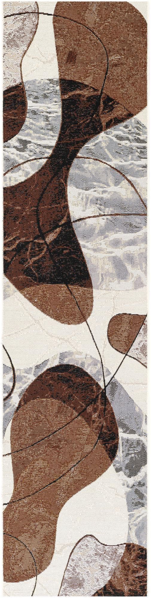 Brown and White 2' x 8' Outdoor Modern Runner Rug