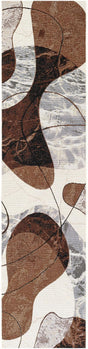 Brown and White 2' x 8' Outdoor Modern Runner Rug