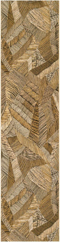 Brown and Beige 3' x 10' Outdoor Botanical Runner Rug