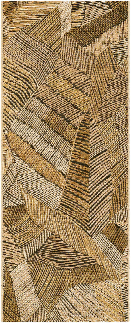 Brown and Beige 2' x 5' 1 Outdoor Botanical Runner Rug