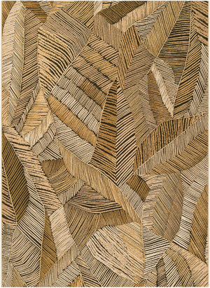 Brown and Beige 5' 1 x 7' 1 Outdoor Botanical Rectangle Area Rug Weather Resistant for Patio, Deck, Terrace, Balcony, Porch Polypropylene Garden Floral Tropical Carpet for Sale at Rug Engine