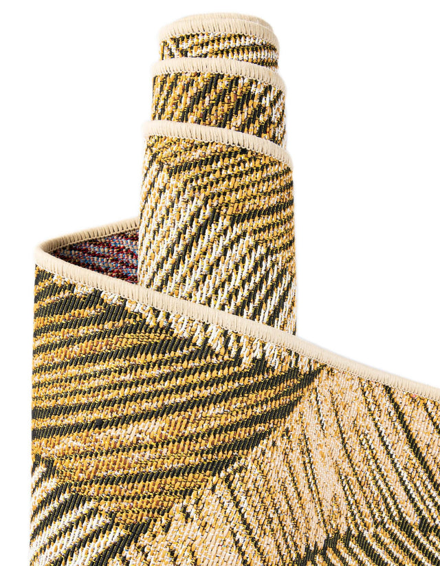 Brown and Beige 5' 1 x 7' 1 Outdoor Botanical Rectangle Area Rug Weather Resistant for Patio, Deck, Terrace, Balcony, Porch Polypropylene Garden Floral Tropical Carpet for Sale at Rug Engine