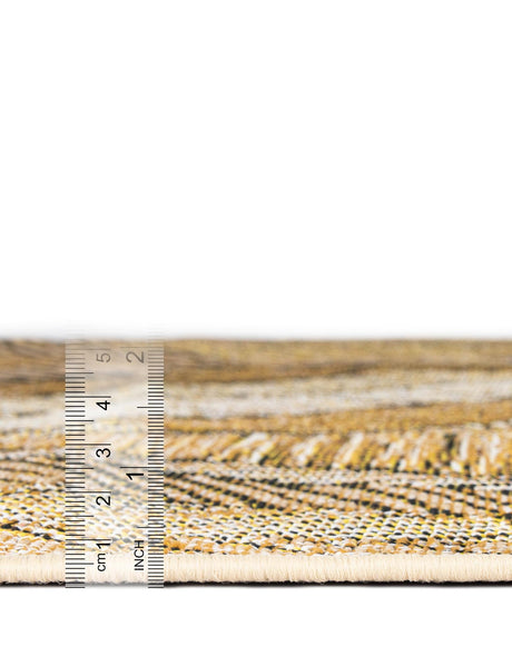 Brown and Beige 2' x 8' Outdoor Botanical Runner Rug