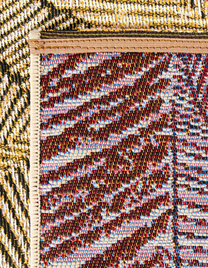 Brown and Beige 2' x 8' Outdoor Botanical Runner Rug