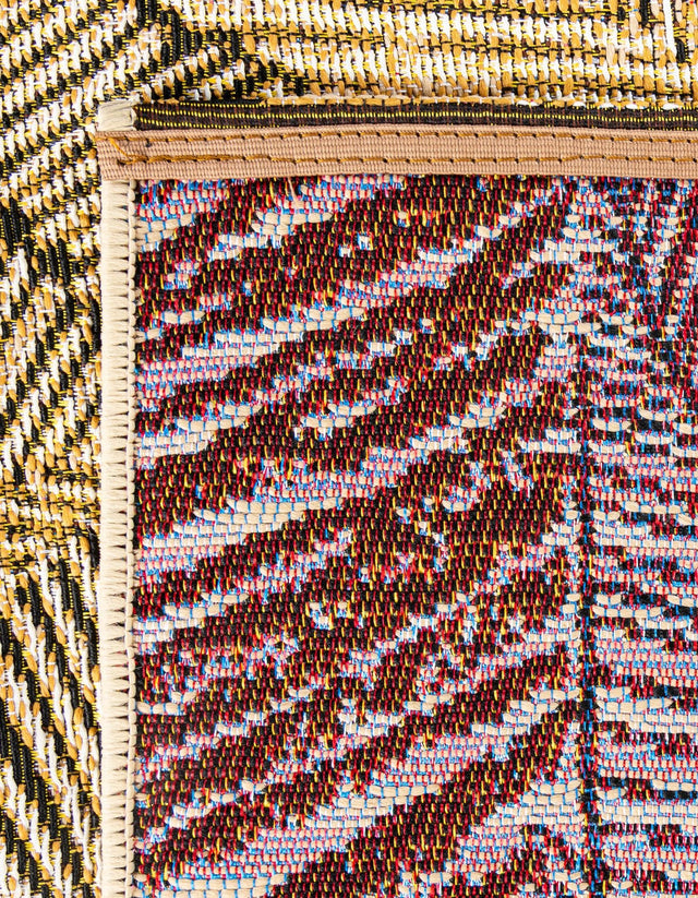 Brown and Beige 2' x 8' Outdoor Botanical Runner Rug