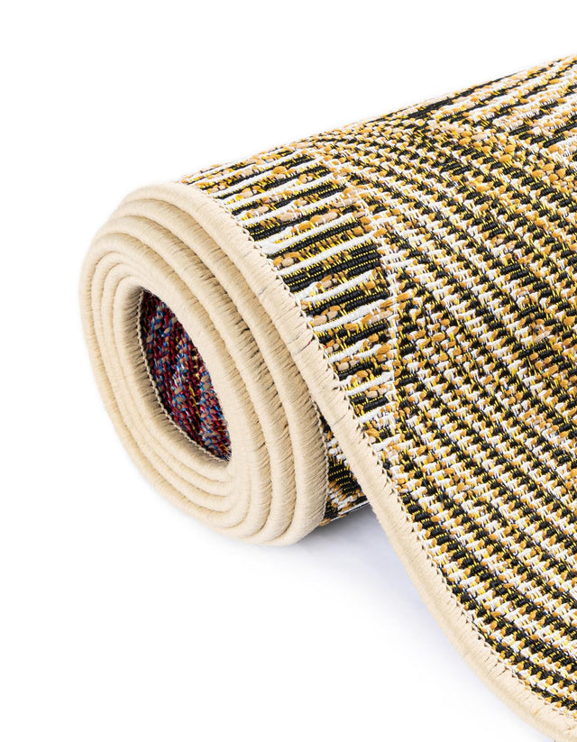 Brown and Beige 2' 7 x 12' Outdoor Botanical Runner Area Rug Weather Resistant for Patio, Deck, Terrace, Balcony, Porch Polypropylene Garden Floral Tropical Carpet for Sale at Rug Engine