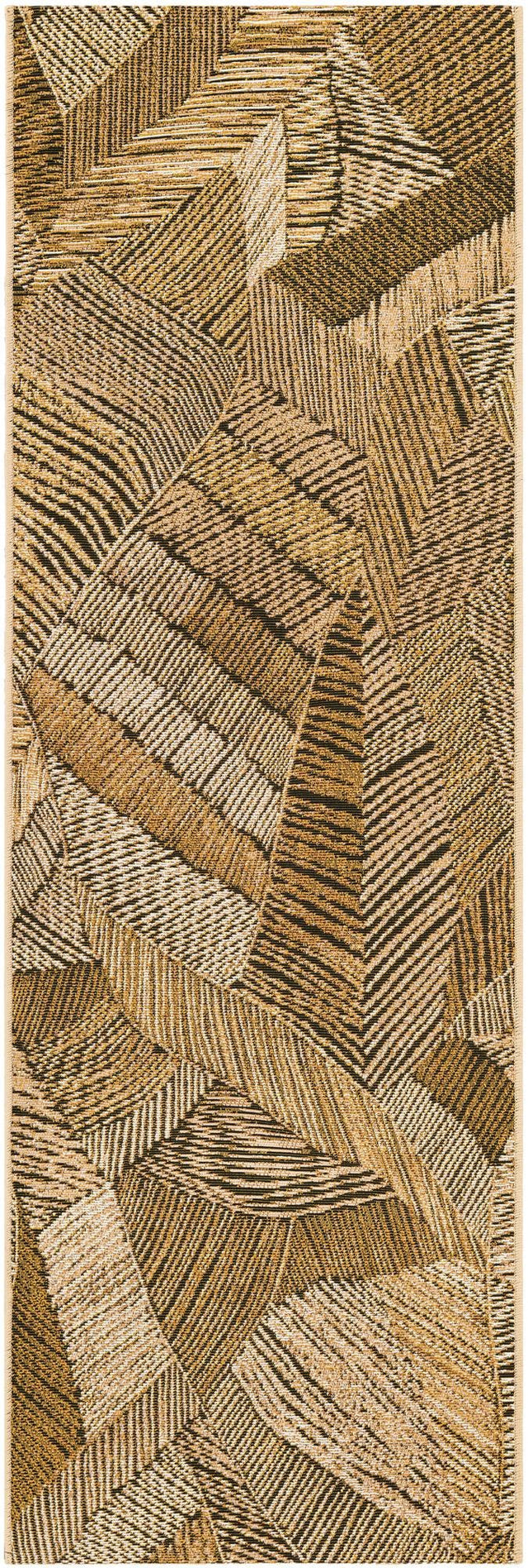 Brown and Beige 2' x 6' 1 Outdoor Botanical Runner Rug