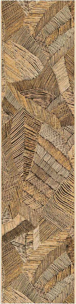 Brown and Beige 2' x 8' Outdoor Botanical Runner Rug