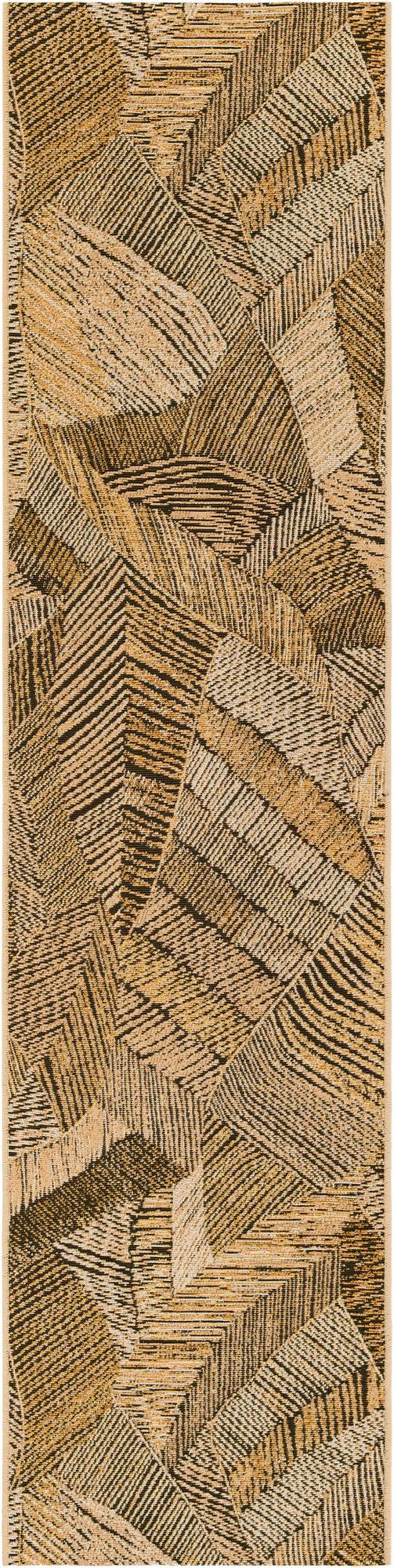 Brown and Beige 2' x 8' Outdoor Botanical Runner Rug