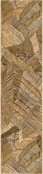 Brown and Beige 2' x 8' Outdoor Botanical Runner Rug
