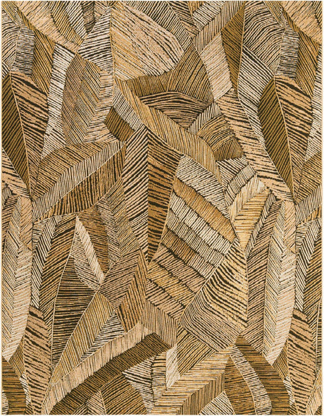 Brown and Beige 8' x 10' Outdoor Botanical Rectangle Rug