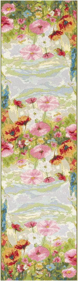 Multicolor 3' x 10' Outdoor Botanical Runner Rug