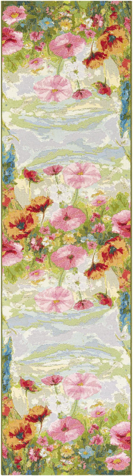 Multicolor 3' x 10' Outdoor Botanical Runner Rug