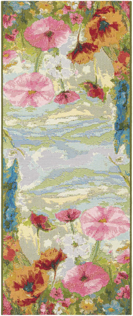 Multicolor 2' x 5' 1 Outdoor Botanical Runner Rug