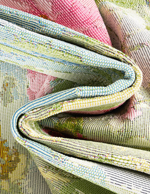 Multicolor 5' 1 x 8' Outdoor Botanical Rectangle Area Rug Weather Resistant for Patio, Deck, Terrace, Balcony, Porch Polypropylene Garden Floral Tropical Carpet for Sale at Rug Engine