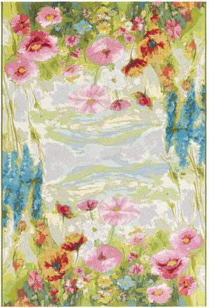 Multicolor 5' 1 x 8' Outdoor Botanical Rectangle Area Rug Weather Resistant for Patio, Deck, Terrace, Balcony, Porch Polypropylene Garden Floral Tropical Carpet for Sale at Rug Engine
