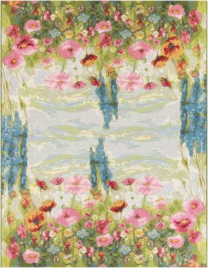 Multicolor 8' x 10' Outdoor Botanical Rectangle Area Rug Weather Resistant for Patio, Deck, Terrace, Balcony, Porch Polypropylene Garden Floral Tropical Carpet for Sale at Rug Engine