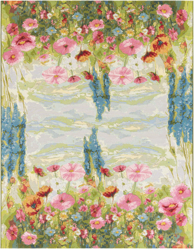 Multicolor 8' x 10' Outdoor Botanical Rectangle Area Rug Weather Resistant for Patio, Deck, Terrace, Balcony, Porch Polypropylene Garden Floral Tropical Carpet for Sale at Rug Engine