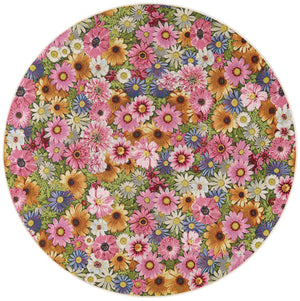 Multicolor 5' 1 x 5' 1 Outdoor Botanical Round Area Rug Weather Resistant for Patio, Deck, Terrace, Balcony, Porch Polypropylene Garden Floral Tropical Carpet for Sale at Rug Engine