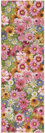 Multicolor 2' x 6' 1 Outdoor Botanical Runner Rug