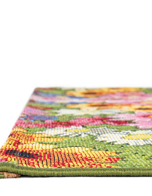 Multicolor 8' x 8' Outdoor Botanical Square Area Rug Weather Resistant for Patio, Deck, Terrace, Balcony, Porch Polypropylene Garden Floral Tropical Carpet for Sale at Rug Engine