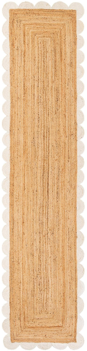 Natural and Ivory 3' 3 x 14' 1 Scallop Braided Jute Runner Area Rug ...