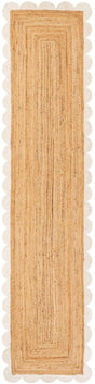 Natural and Ivory 3' 3 x 14' 1 Scallop Braided Jute Runner Rug