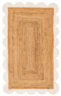 Natural and Ivory 3' 1 x 5' 1 Scallop Braided Jute Rectangle Rug