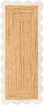 Natural and Ivory 2' x 5' 1 Scallop Braided Jute Runner Rug