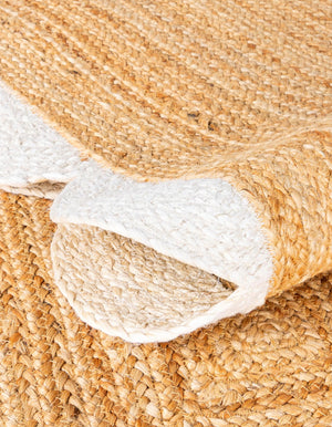 Natural and Ivory 3' 3 x 16' 1 Scallop Braided Jute Runner Rug