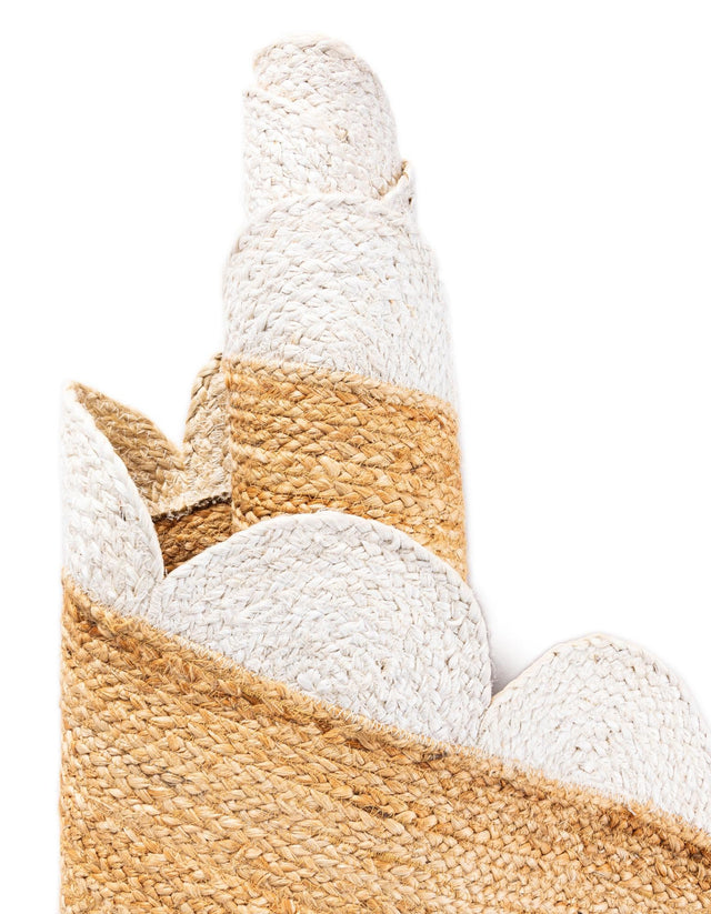 Natural and Ivory 2' x 6' 1 Scallop Braided Jute Runner Rug
