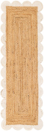 Natural and Ivory 2' x 6' 1 Scallop Braided Jute Runner Rug