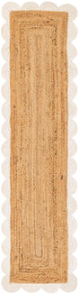 Natural and Ivory 2' x 8' Scallop Braided Jute Runner Rug