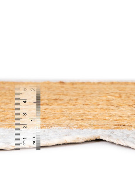 Natural and Ivory 4' 1 x 6' 1 Scallop Braided Jute Rectangle Area Rug Eco Friendly 100% Jute All Natural Durable Carpet for Affordable Unique Home Interiors for Sale at Rug Engine