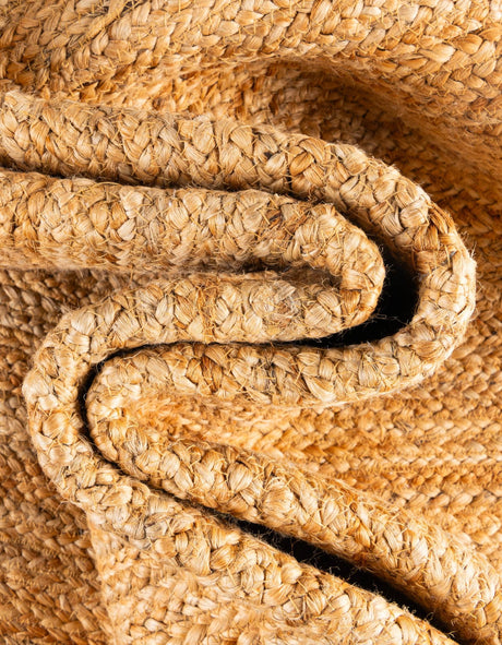 Natural and Ivory 4' 1 x 6' 1 Scallop Braided Jute Rectangle Area Rug Eco Friendly 100% Jute All Natural Durable Carpet for Affordable Unique Home Interiors for Sale at Rug Engine