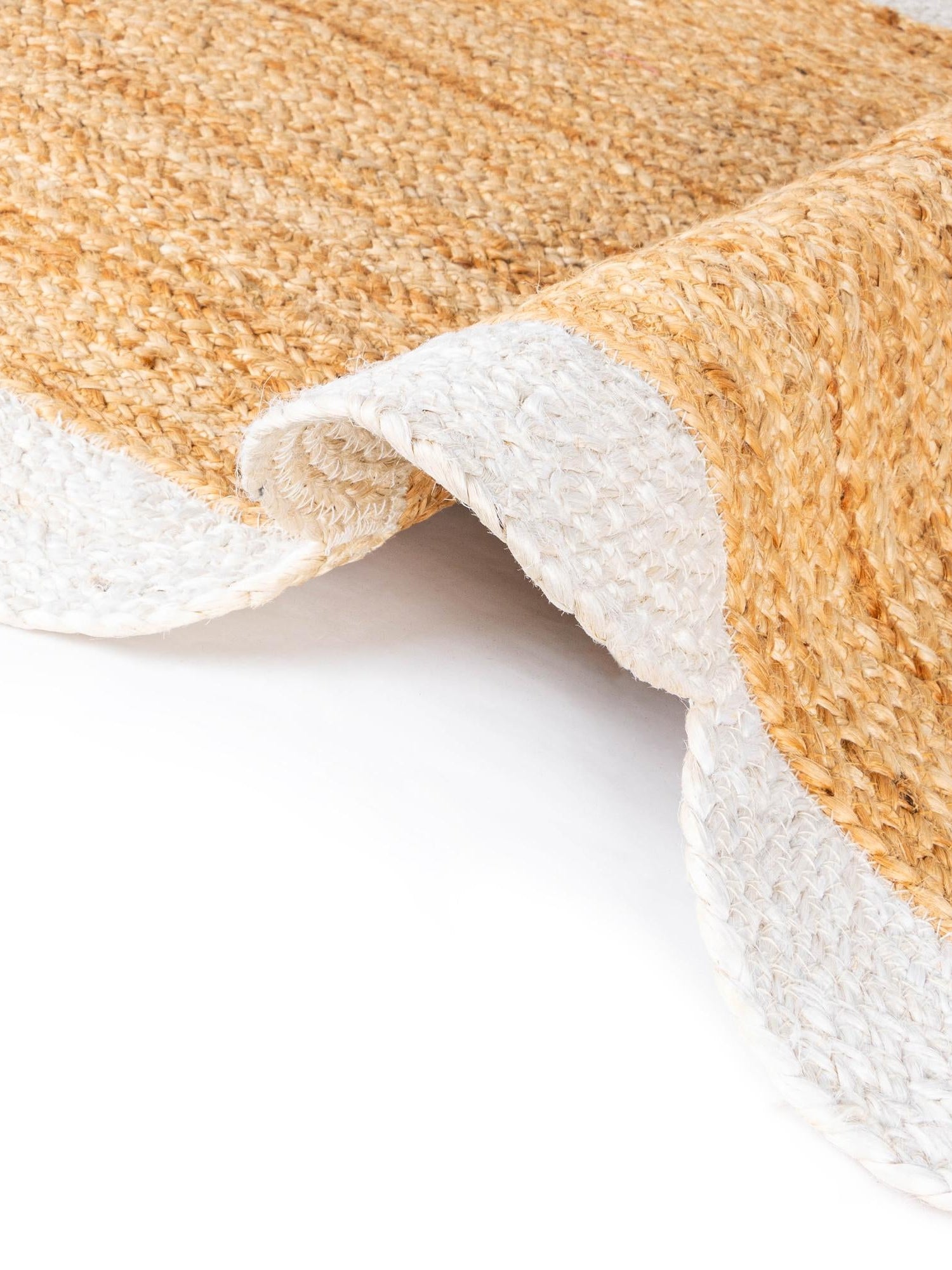 Natural and Ivory 4' 1 x 6' 1 Scallop Braided Jute Rectangle Area Rug