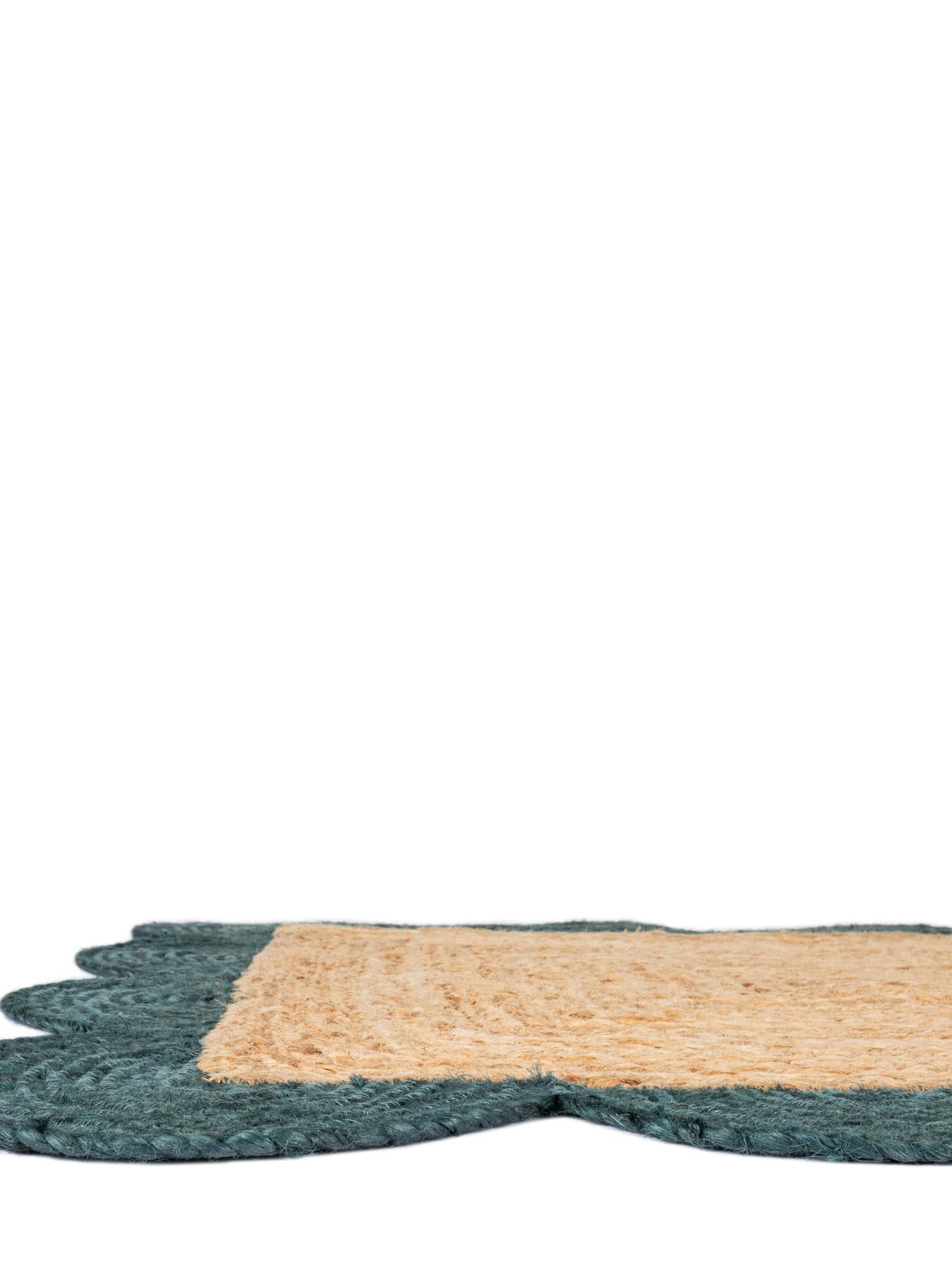 Natural and Green 3' 1 x 5' 1 Scallop Braided Jute Rectangle Area Rug Eco Friendly 100% Jute All Natural Durable Carpet for Affordable Unique Home Interiors for Sale at Rug Engine