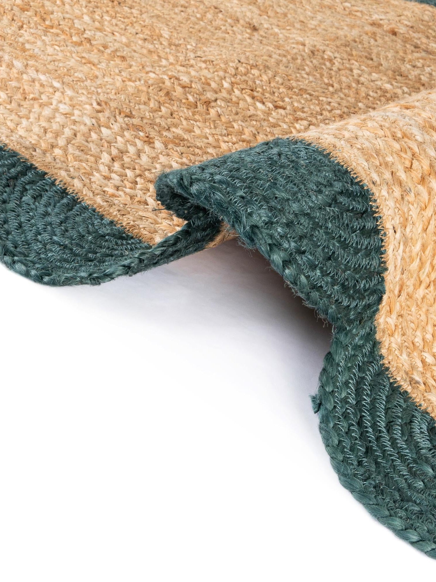 Natural and Green 3' 1 x 5' 1 Scallop Braided Jute Rectangle Area Rug Eco Friendly 100% Jute All Natural Durable Carpet for Affordable Unique Home Interiors for Sale at Rug Engine