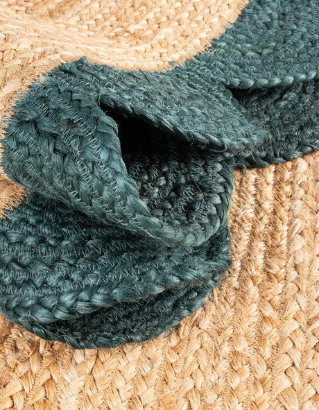 Natural and Green 4' 1 x 6' 1 Scallop Braided Jute Rectangle Area Rug Eco Friendly 100% Jute All Natural Durable Carpet for Affordable Unique Home Interiors for Sale at Rug Engine