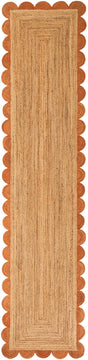 Natural and Terracotta 3' 3 x 14' 1 Scallop Braided Jute Runner Rug