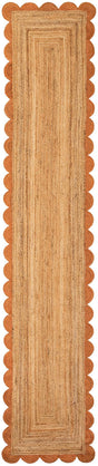 Natural and Terracotta 3' 3 x 16' 1 Scallop Braided Jute Runner Rug