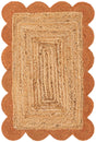 Natural and Terracotta 2' x 3' 1 Scallop Braided Jute Rectangle Rug
