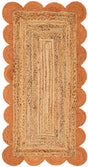 Natural and Terracotta 2' x 4' 1 Scallop Braided Jute Runner Rug