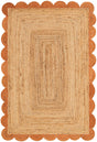 Natural and Terracotta 4' 1 x 6' 1 Scallop Braided Jute Rectangle Rug
