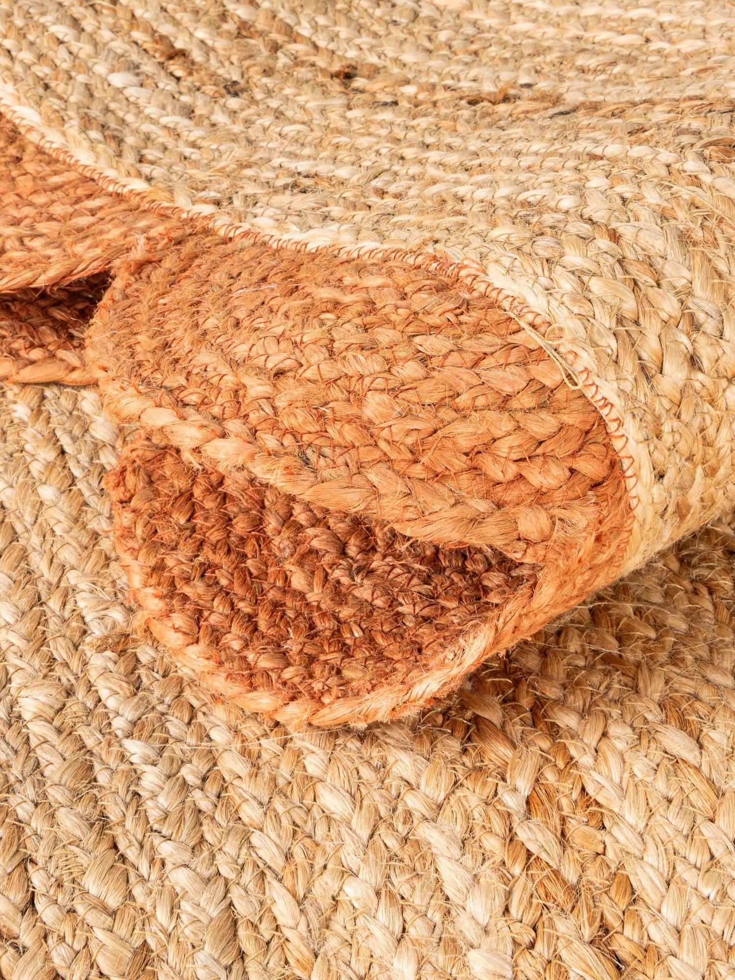 Natural and Terracotta 5' 1 x 8' Scallop Braided Jute Rectangle Area Rug Eco Friendly 100% Jute All Natural Durable Carpet for Affordable Unique Home Interiors for Sale at Rug Engine