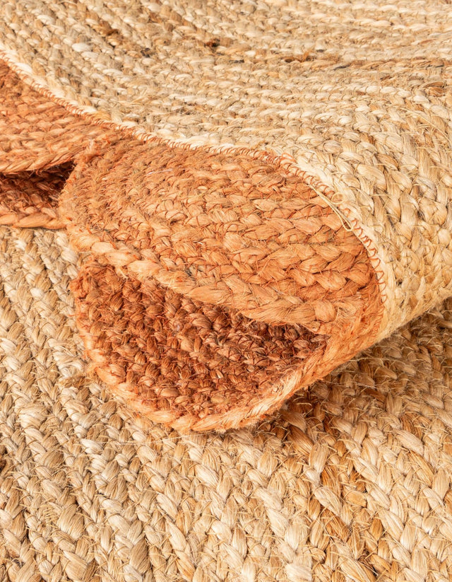 Natural and Terracotta 5' 1 x 8' Scallop Braided Jute Rectangle Rug